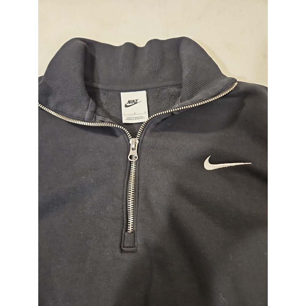 Nike Phoenix Fleece Womens Large Black 1/2 Zip Cropped Sweatshirt EUC (2009